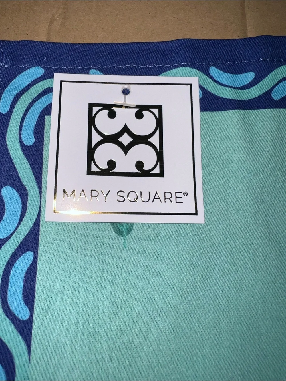 Mary Square Mississippi Map Cotton Tea Towel - Aqua and Navy
